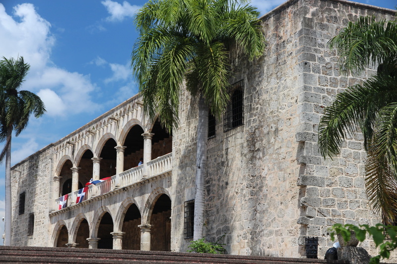 travel destinations, outdoors, dominican republic, architectural column, travel, built structure, alcazar de colon, courtyard, ancient civilization, tourism