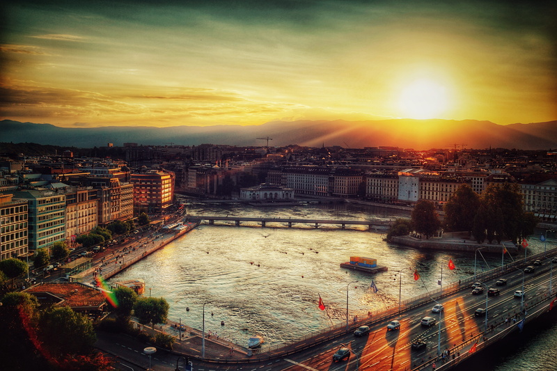 city, water, jardin anglais, transportation, 5K, river, cloud - sky, building exterior, nature, cityscape, sky, high angle view, bridge, bridge - man made structure