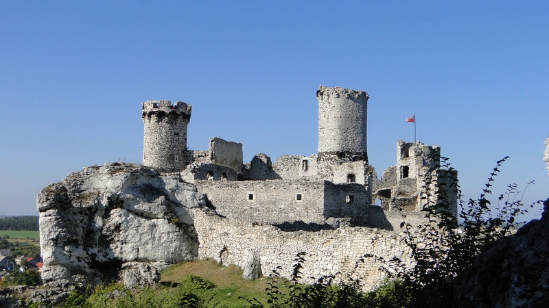 vacations, no people, fortified wall, built structure, landscape, the past, clear sky, castle, ruined, fort, rock, city, 2K, day, jura krakowsko-czestochowa