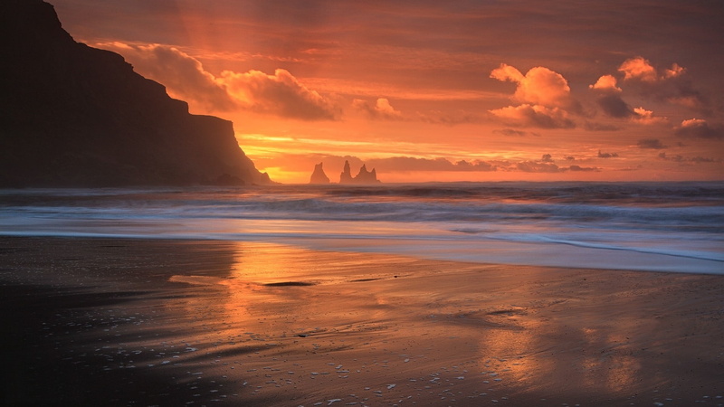 cloud - sky, wave, seashore, horizon over water, dramatic sky, waves, rock, water, power in nature, clouds, motion, no people, sea, 1080P, orange, sunset