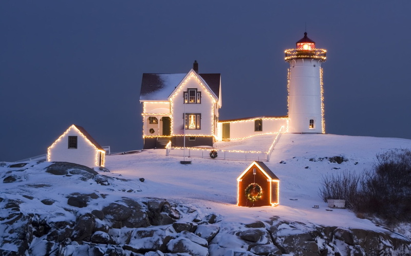 lighthouse, lights, night, 720P, house
