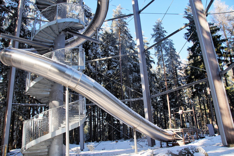 day, attraction, railing, lipno, forest, built structure, cold temperature, water slide, šumava, the tourist, Trail, plant, trail treetops, slide, outdoors
