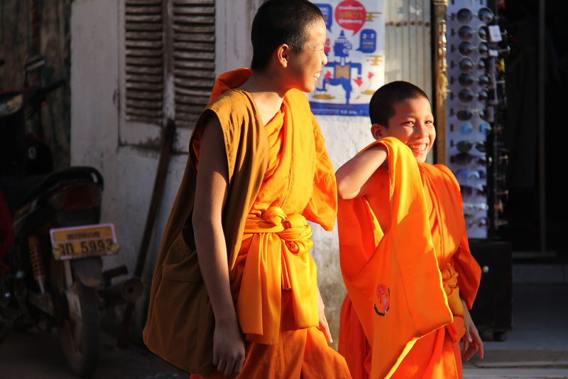 Walking, 2K, young, two people, vacation, clothing, tourist, Monks, holiday, culture, religious, colorful, people, three quarter length, child, photography