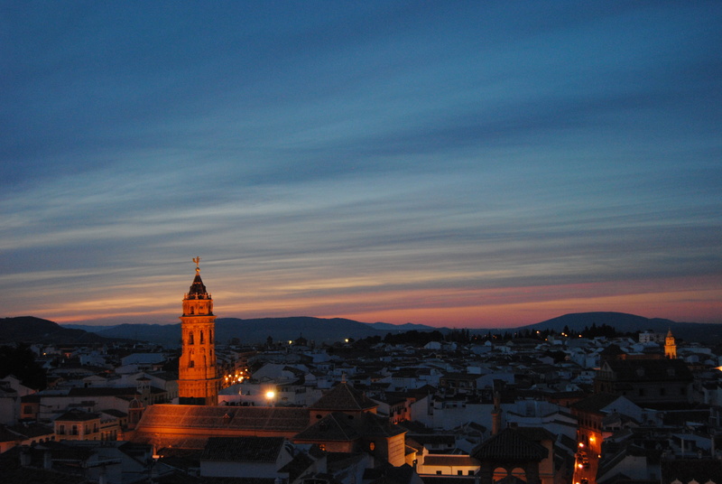 andalusian, españa, dusk, night, iglesia, clouds, outdoors, nature, sunset, spain, illuminated, architecture, building, pueblo, spire, belief, tourism
