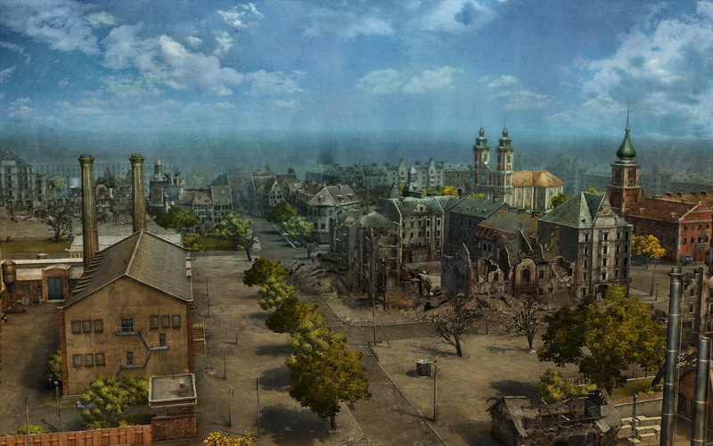 game, map, building, the city, art, WoT, summer, World of Tanks, 1080P, panorama, urban landscape, from the height of bird flight, street, boot screen