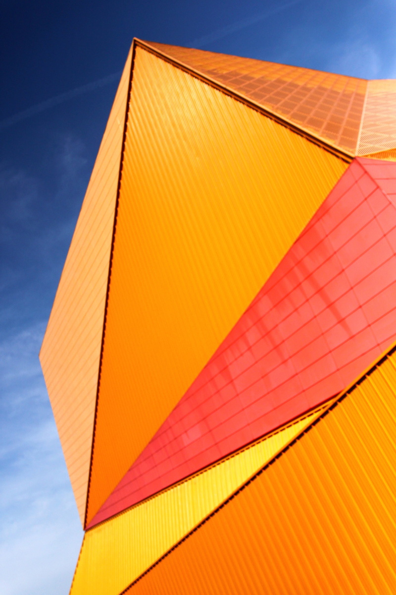 blue, no people, nature, clear sky, low angle view, sky, theatre, flevoland, orange color, security, day, parasol, summer, close-up, yellow, agora theatre