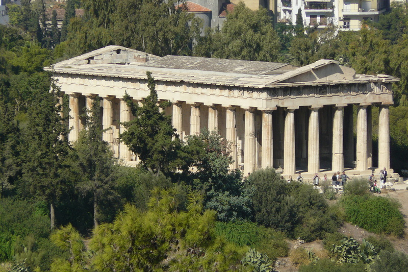 building, 2K, ruins, travel destinations, tree, built structure, agora, travel, architecture, temple, tourism, green color, greece, day, building exterior