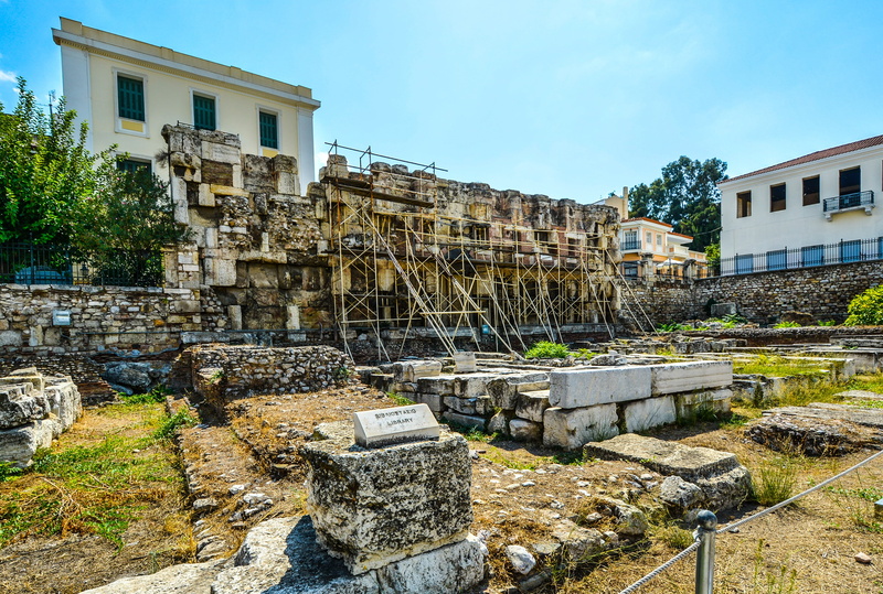 greece, concrete, clear, white, building, wall, building exterior, day, solid, agora, tree, ancient civilization, the past, crumbling, daytime, 4K, nature