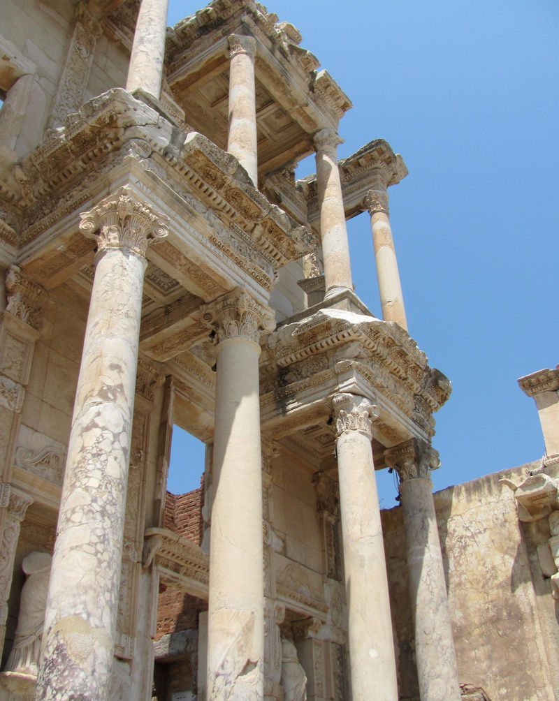 history, library of celsus, low angle view, old, ancient civilization, built structure, classical architecture, outdoors, belief, day, ancient, old Ruin
