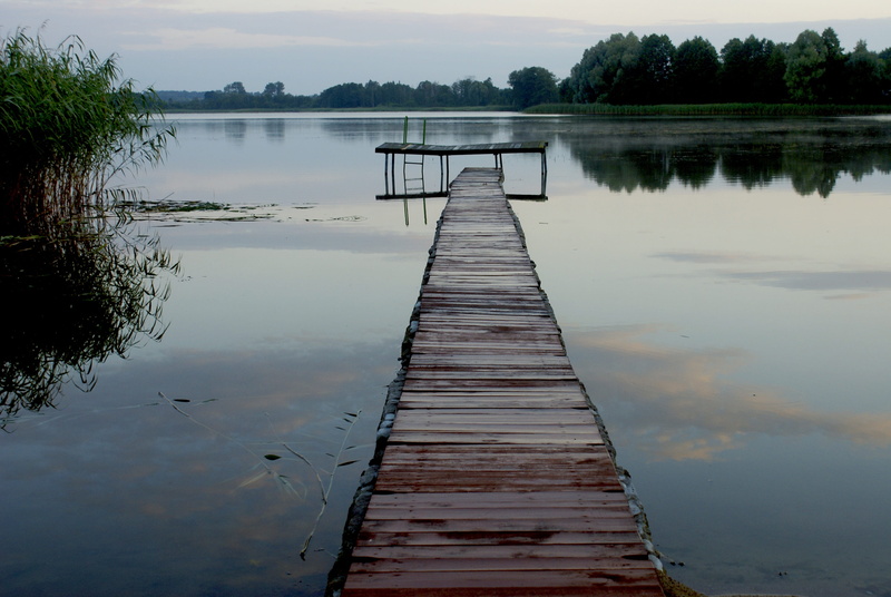 outdoors, non-urban scene, Lake, day, rest, masuria, wood - material, long, Bridge, zawadzkie, wood, pier, no people, 4K, reflection, standing water, holidays