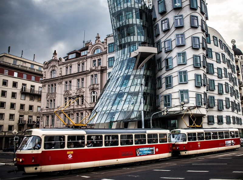 sky, praha, 2012, 2470mm, land vehicle, casa, day, residential district, City, dancing house, staremesto, architecture, sigma, no people, nature, czechrepublic