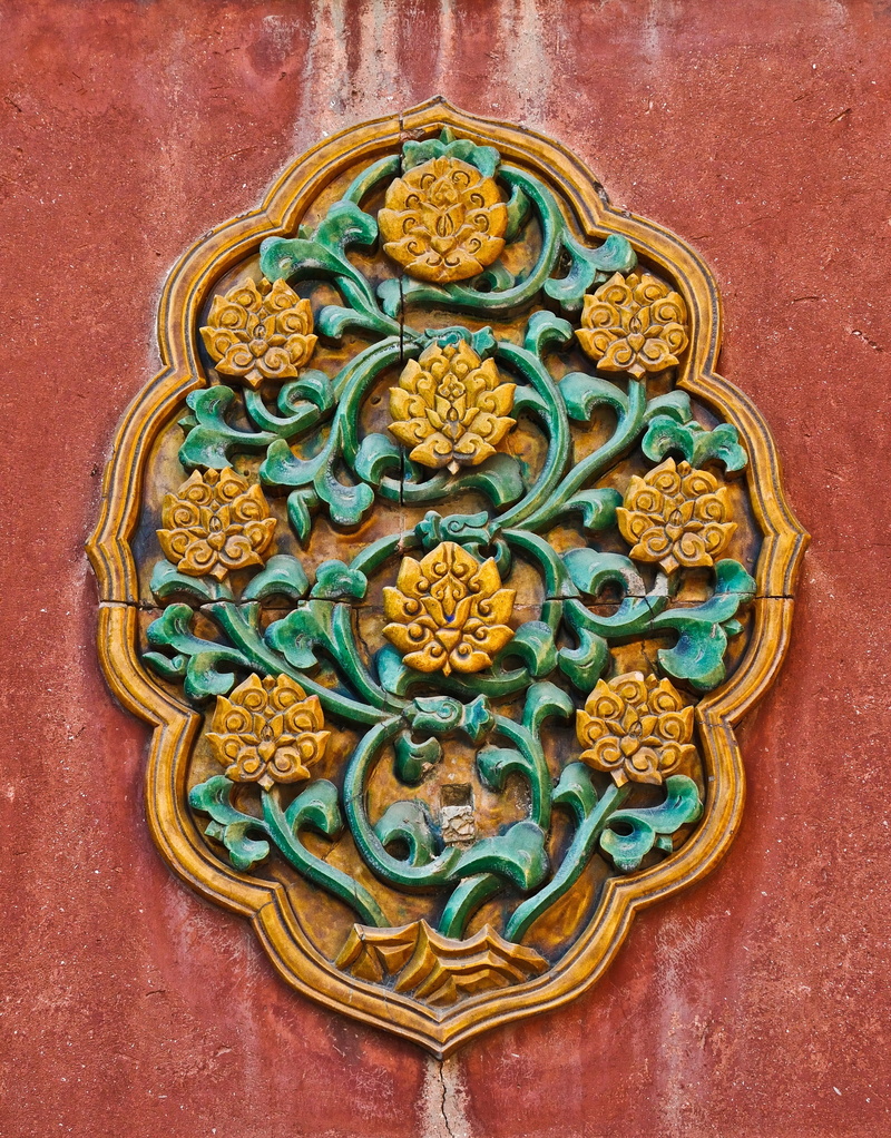 high angle view, forbidden city, ornate, the past, pekin, beijing, no people, close-up, architecture, circle, directly above, china, day, food, 2K, ornament