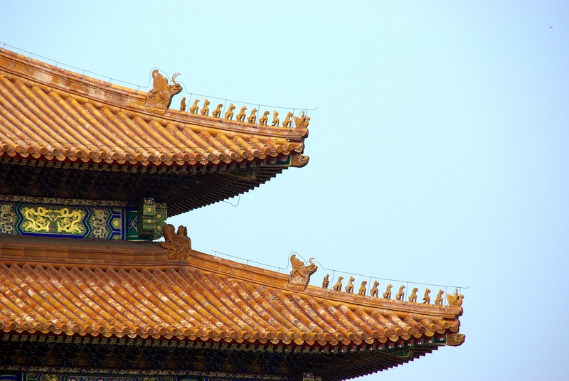 outdoors, roofing, imperial, forbidden city, pavilion, day, sky, roof, no people, nature, building exterior, eaves, building, mansion, emperor, beijing