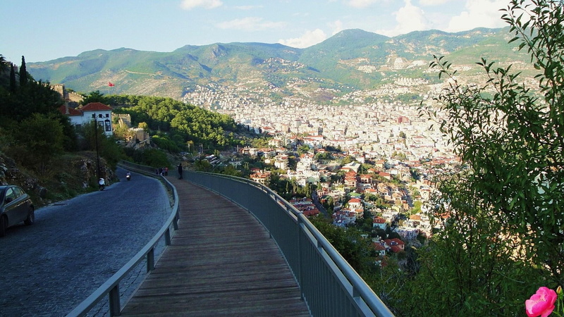 gray, green, summer, 1080P, holiday, romina-power, al-bano, alanya, mountain, brown, sidewalk