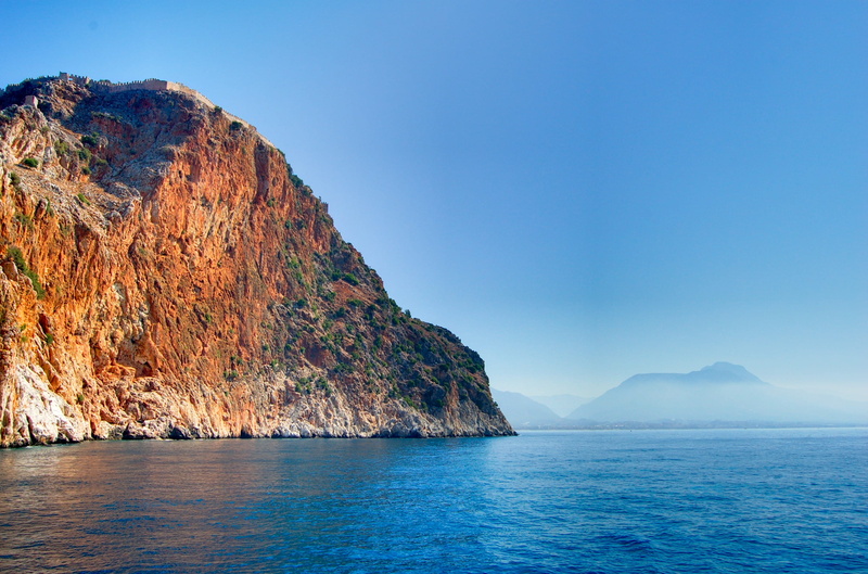 turkish riviera, tranquil scene, panoramic, rock, water, photography, non-urban scene, beauty in nature, solid, sky, rock - object, cliff, sea, 2K, nature