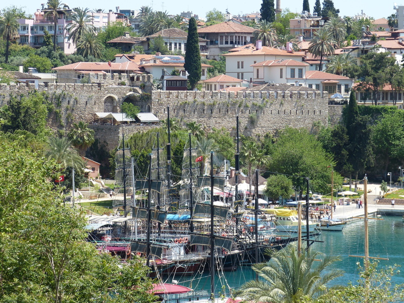 townscape, ships, ship, harbor, europe, sail, nautical Vessel, building exterior, moored, built structure, tourism, sailing vessel, antalya, high angle view