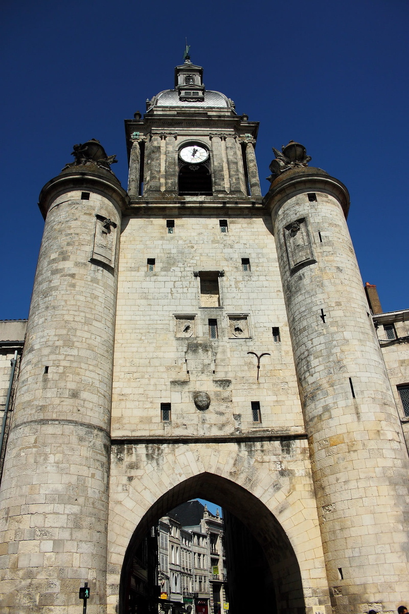 clock tower, city gate, day, old, clock, outdoors, La Rochelle, building, religion, travel destinations, City Tower, blue, tourism, city wall, history