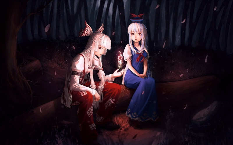 blond hair, indoors, Fujiwara no Mokou, Touhou, beauty, people, full length, adult, arts culture and entertainment, females, hairstyle, looking at camera