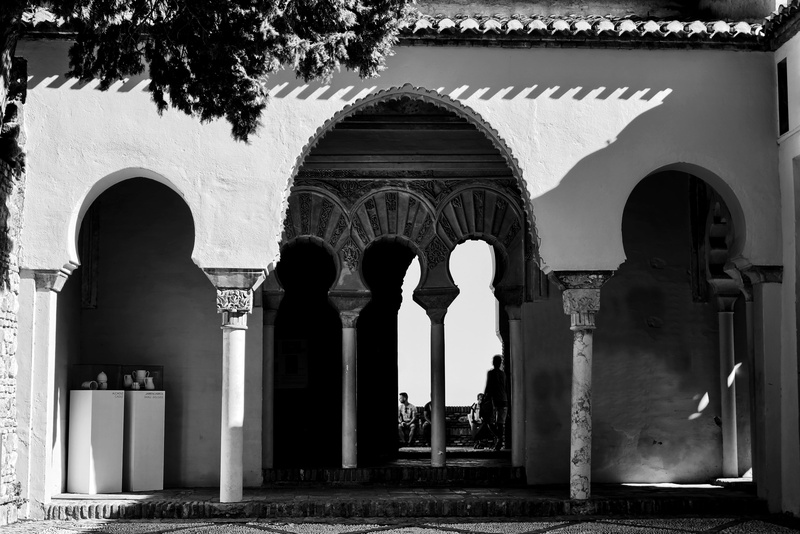 entrance, place of worship, plant, arcade, monument, tree, the past, muslims, built structure, spirituality, history, architecture, alcazaba, arches, religion