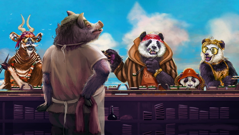 by Kaloyan Stoyanov, Sushi, Animals, Panda, 1080P, Style, Eat son! Nooo i want my reed....., Kaloyan Stoyanov, Boar, Fantasy, Figure, Goat, Art, Food
