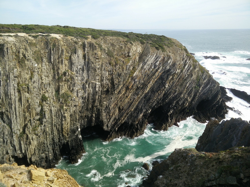 solid, beach, beauty in nature, stack rock, nature, sky, tourism, alentejo, day, rock, outdoors, land, stone, travel, ocean, rocks, portugal, scenics - nature