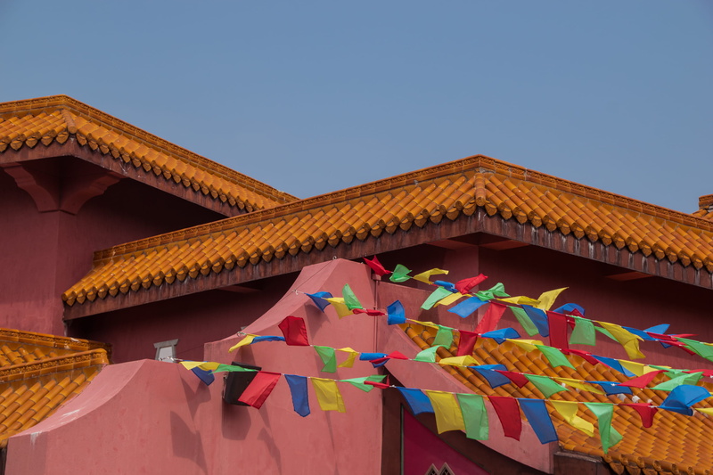 building, gray, low angle view, tile roof, buddhism, building exterior, multi colored, ties, convent, belfry, old town, roof, fiesta, architecture, sky