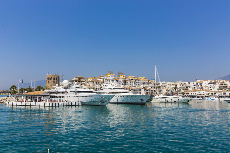 no people, mode of transportation, clear sky, puerto banus, sky, nature, city, travel destinations, 4K, sea, travel, built structure, luxury, nautical vessel