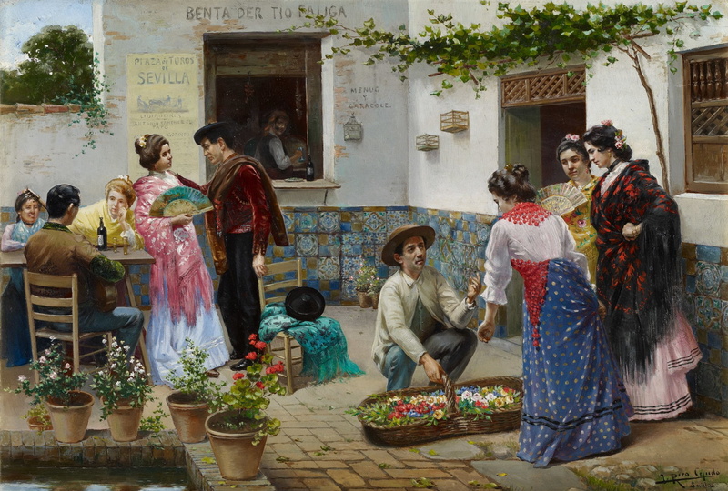 Artistic, Andalusia, 1080P, Painting, Flower, Spain, People