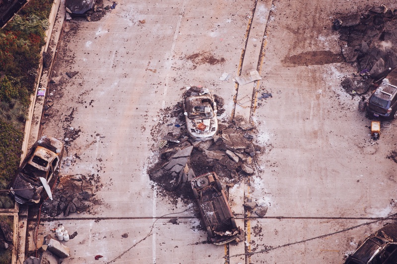 top, car crash, cars, transformers, movie set, human representation, day, wall, art and craft, creativity, crash, war, high angle view, wrecked, destruction