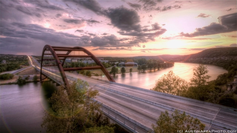lilac, river, austin, 1080P, animals, highway, sunset, bridge, landscape