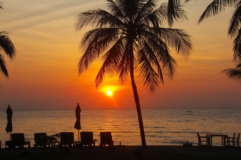 shore, sea, sunset, seashore, huahin, land, island, view, landscape, sky, coconut, beauty in nature, tourism, coconut palm tree, hua hin, 2K, tropical