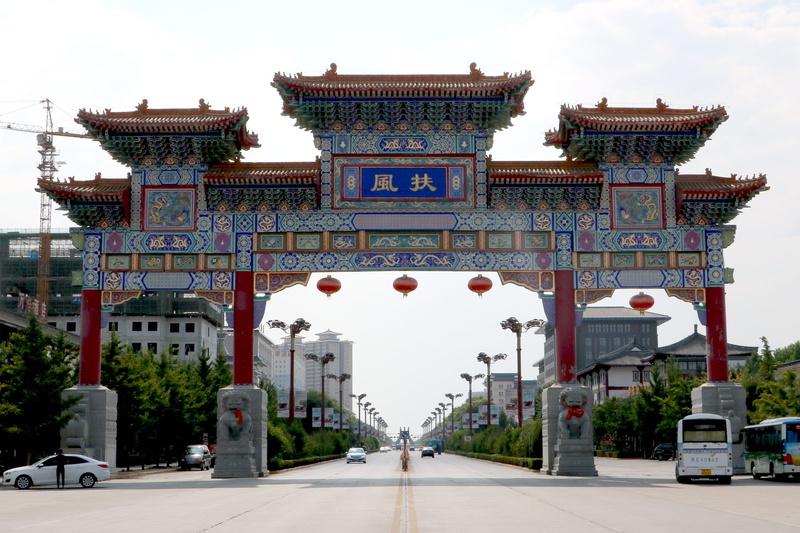 street, built structure, car, transportation, travel, nature, outdoors, day, moxie, road, 2K, shaanxi, travel destinations, sky, entrance, architecture