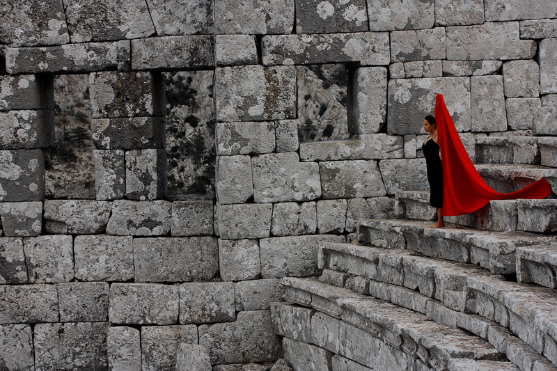 woman, depressive, urban, pose, architecture, paving stone, stone wall, antique, built structure, wall - building feature, rome, clothing, city, art, day