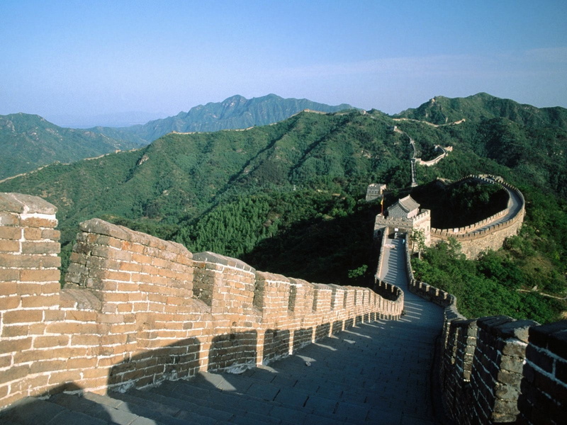 no people, brick, stone wall, china, outdoors, fort, tourism, architecture, building exterior, built structure, 720P, Great Wall of China, wall, travel destinations