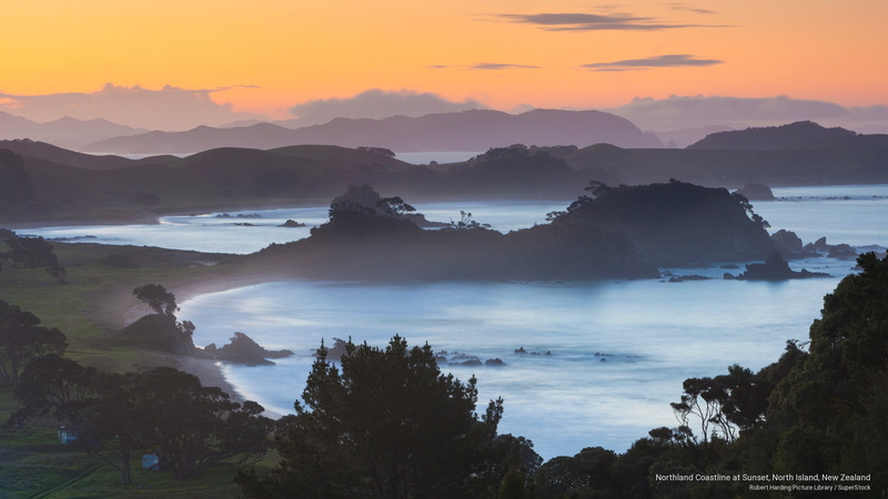 island, zealand, 2K, north, northland, coastline, Oceania, sunset, new