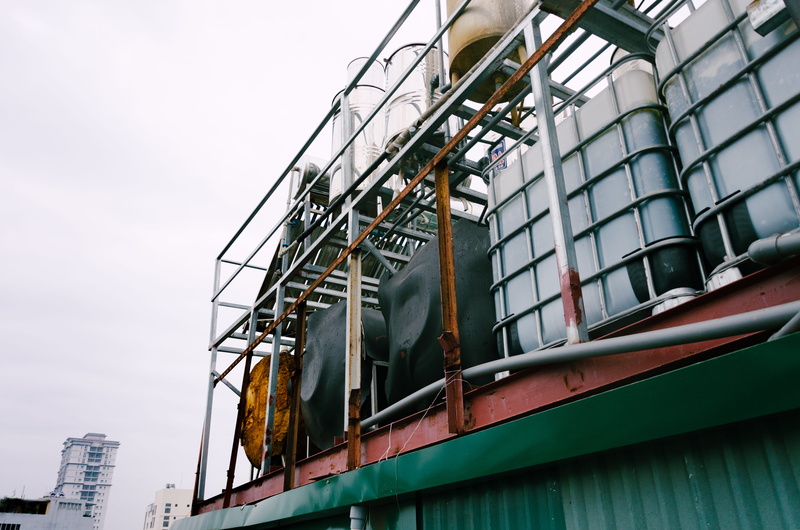 tanks, modern, day, window, industrial, clear sky, structure, low angle view, city, 4K, nature, metal, industry, architecture, warehouse, connection, built structure