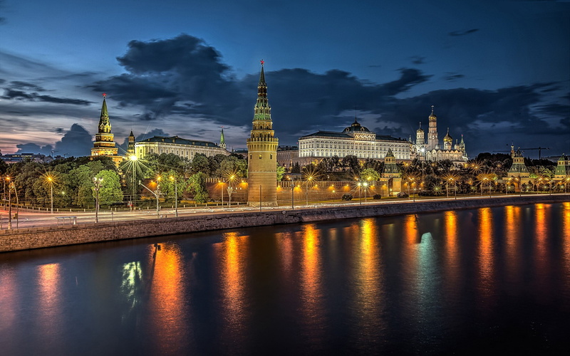 near, 2K, summer, river, moscow, kremlin, russia