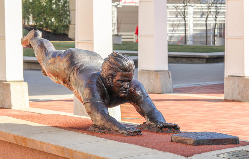 bronze, dog, sunlight, domestic, pets, statue, built structure, nature, day, cincinnati, reds, pete, sculpture, outdoors, mammal, vertebrate, architecture
