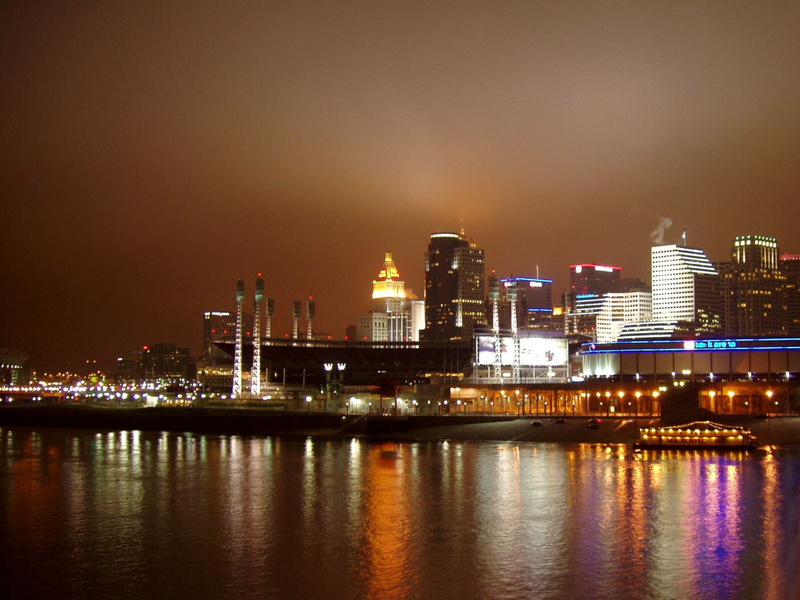 river, night, rise, water, no people, cincinnati, outdoors, skyscraper, illuminated, modern, landscape, nature, urban skyline, office building exterior
