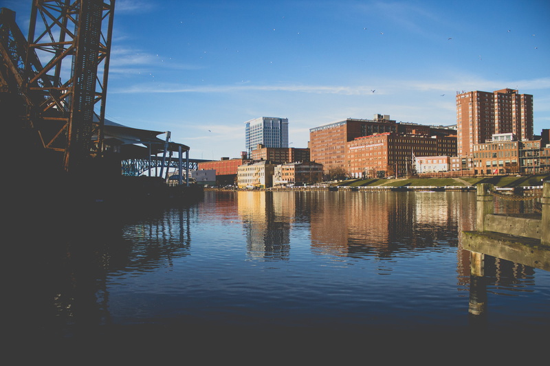 5K, reflection, skyscraper, park, dock, town, river, city, no people, bridge, urban, west bank flats, built structure, cityscape, architecture, cuyahoga river