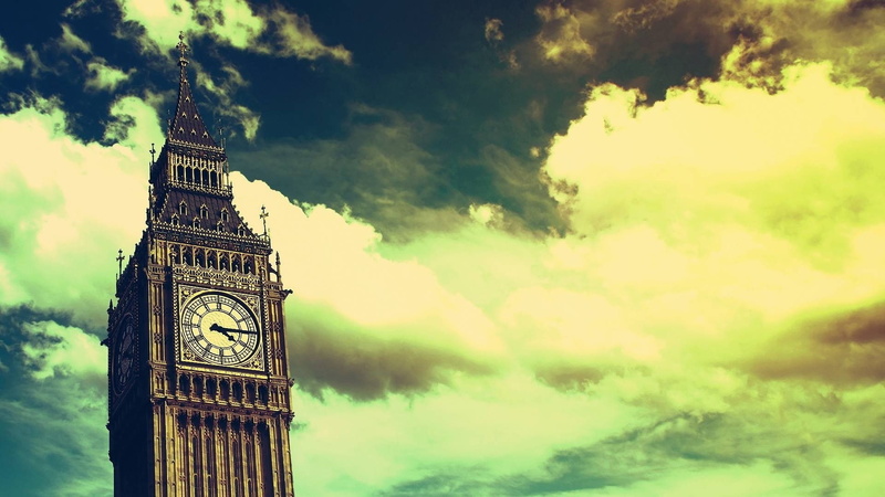 Big Ben, lights, 1080P, architecture, London, clocks, clouds, sky