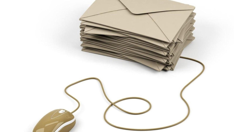 brown, computer, letters, close-up, no People, indoors, white color, backgrounds, stack, cable, business, 1080P, mail, studio shot, single Object, technology