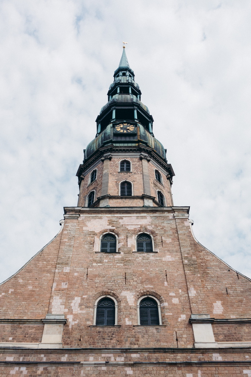 old, 5K, St Peters Church, clock, architecture, day, belief, travel Locations, religion, building, tower, sky, nature, Riga, low angle view, the past