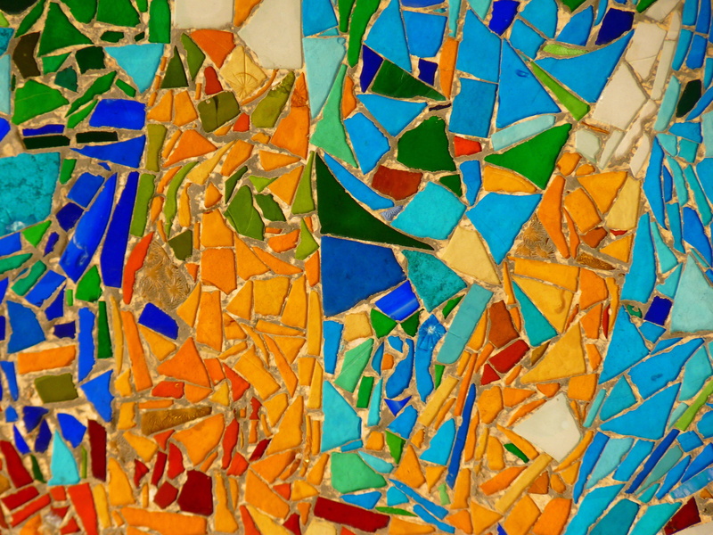 multi colored, representation, no people, painting, gaudí, large group of objects, barcelona, outdoors, park güell, built structure, creativity, abstract