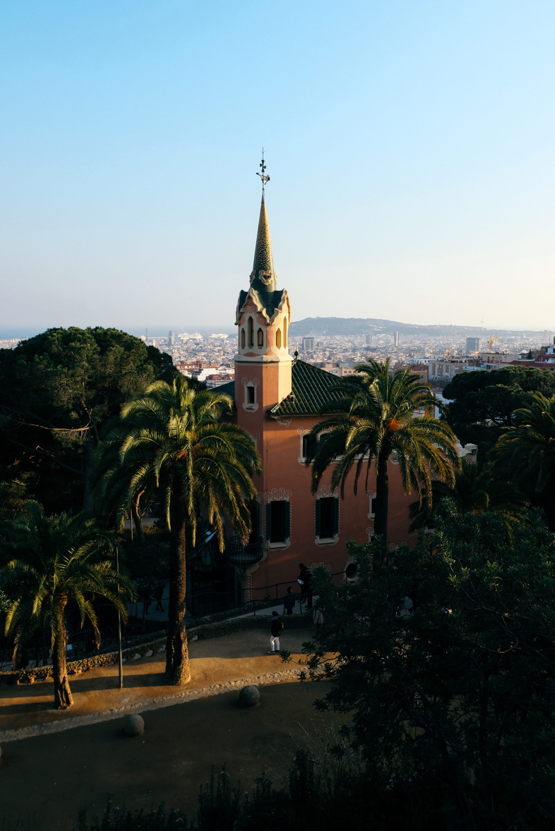 barna, plant, park guell, religion, building, belief, golden hour, 2K, braca, park güell, nature, spirituality, no people, sky, guell, tower, copy space