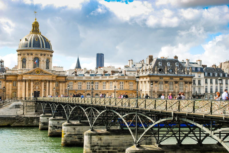 built structure, bridge - man made structure, bridge, travel, connection, minaret, tourism, france, cloud - sky, 4K, river, water, architecture, transportation