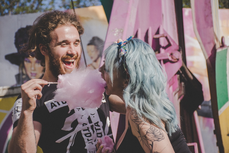 happy, 5K, tattoo, real people, candy, happiness, people, lifestyles, human, couple, sweet, togetherness, hairstyle, play, fun, hair, emotion, eat, adult