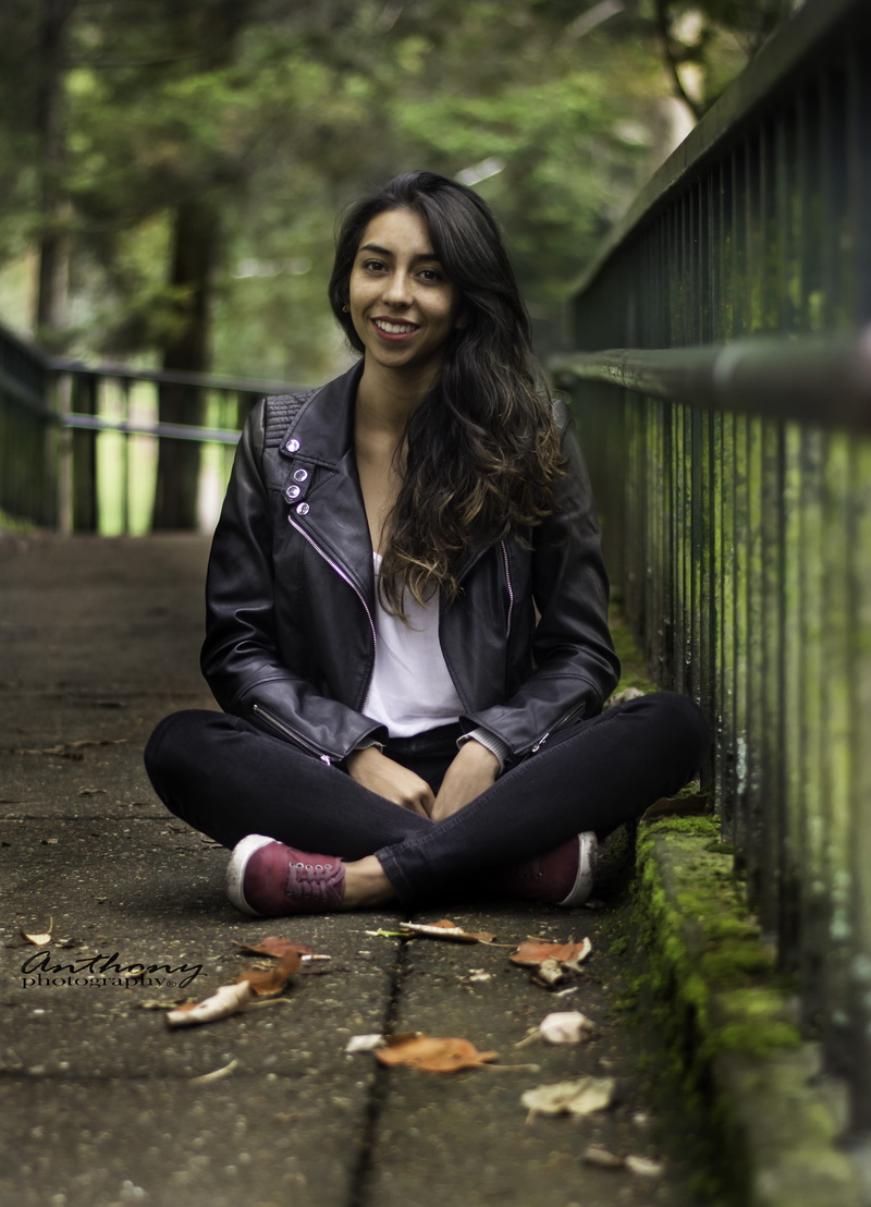 people, adult, leaves, enrique olaya herrera national park, blazer, nature, railings, day, human, women, smiling, beautiful woman, daytime, portrait, casual clothing