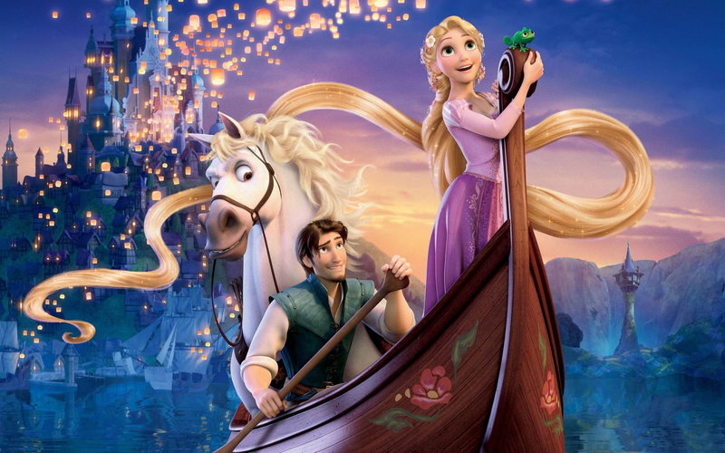 two people, women, adult, transportation, mode of transportation, female likeness, scene, representation, tangled, young women, cartoon, illuminated, art and craft
