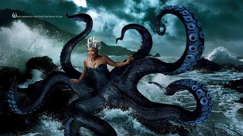 mermaid, tentacles, 1080P, latifah, company, queen, annie, fairy, disney, ursula, tales, leibovitz, artwork